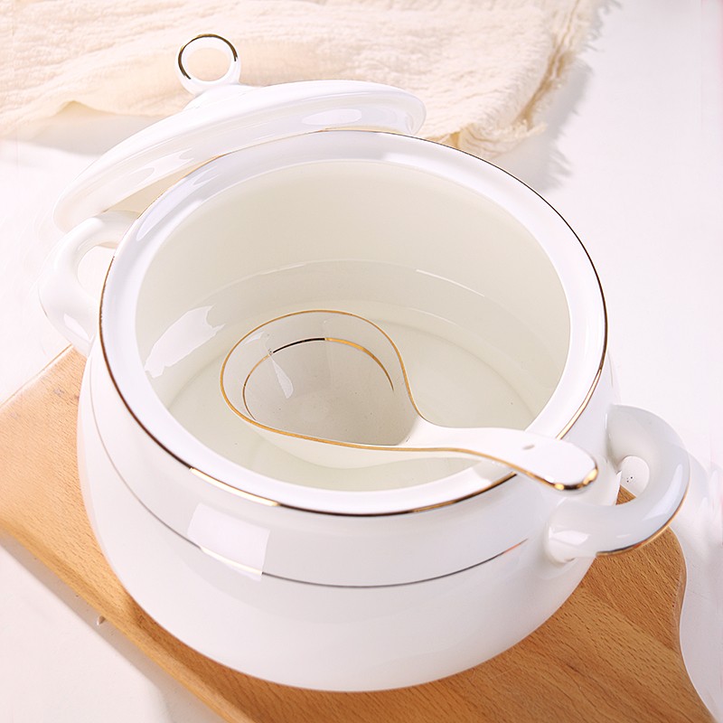 装汤盛汤带盖大号瓷盆陶瓷品锅骨瓷大汤盆家用瓷碗汤碗宫廷煲汤锅