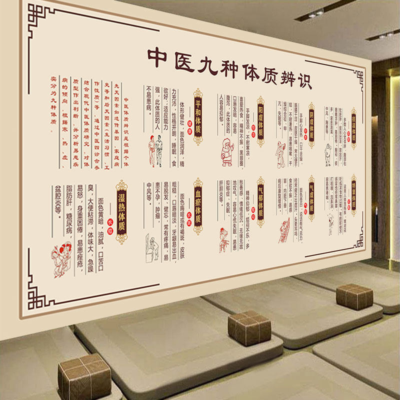 中医九种体质辨识壁纸养生理疗背景墙装饰壁画不同的体质简介壁纸