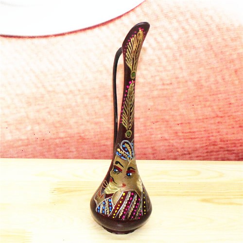 巴基斯坦工艺品铜器铜雕一枝花花瓶家居异域装饰品博古架书房摆件