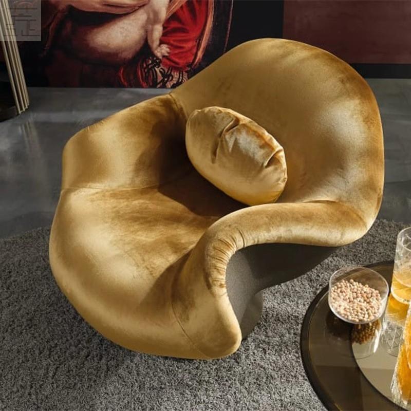 创意设计师客厅单人休闲沙发椅现代港式会客椅港式轻奢鸭舌洽谈椅