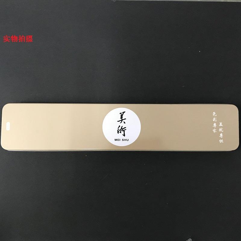 铁盒水粉笔套装 12支装粉色杆水粉笔 水粉笔刷子扇形笔勾线笔B12