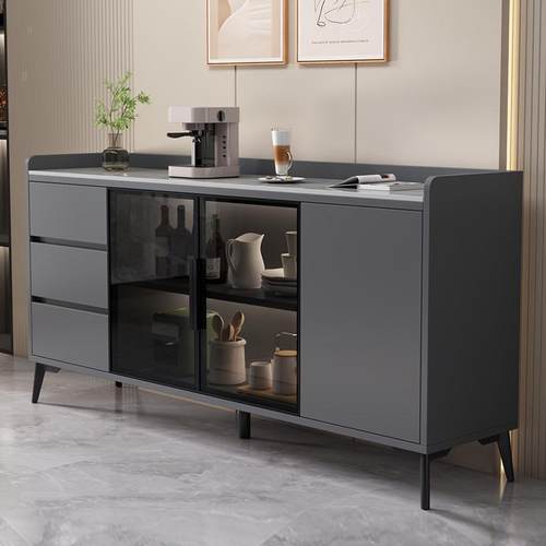 现代极简高档轻奢岩板靠墙餐边柜客厅餐厅多功能储物厨房柜收纳柜