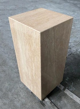 天然米洞石大理石摆件底座中式别墅装饰养生馆玄关大理石柱雕塑台