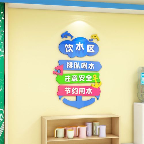 幼儿园喝水区环创区域角布置材料美工建构区教室墙面装饰班级门牌