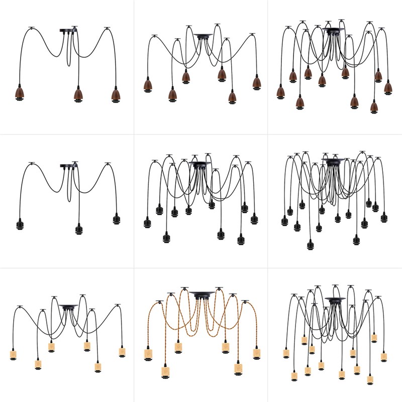 多头灯头组 现代简约酒店大堂民宿旅馆咖啡厅DIY 客厅吊灯E27灯座