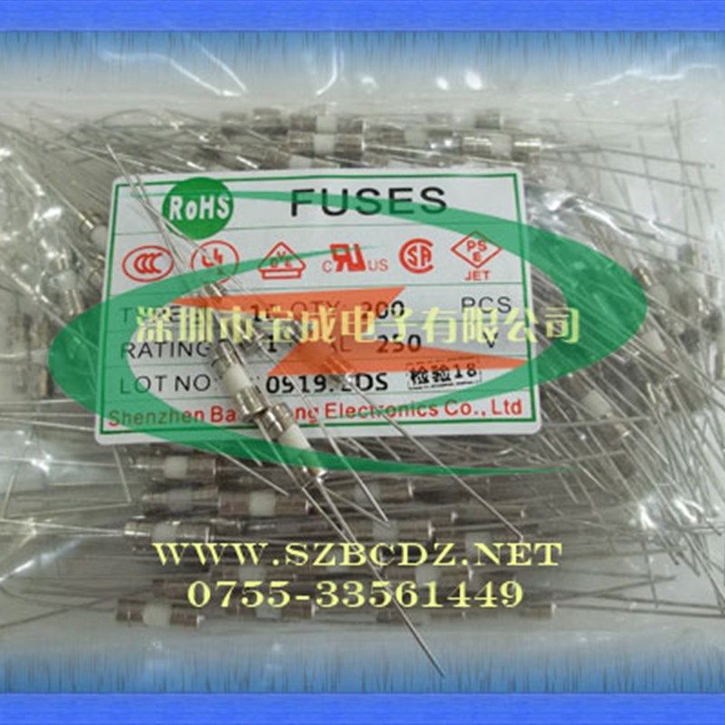 3.6*10双帽环保慢断带引线保险丝T100mA/0.1A 1包200个陶瓷保险管