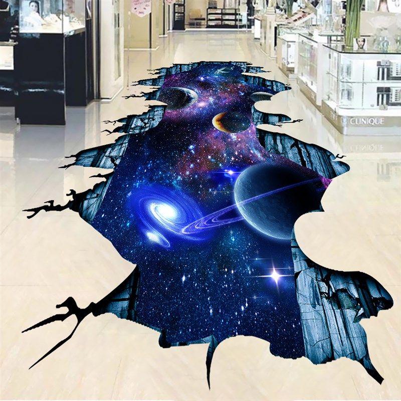 地面贴纸海洋地板贴自粘防水耐磨3d立体仿真海底主题装饰卧室地板