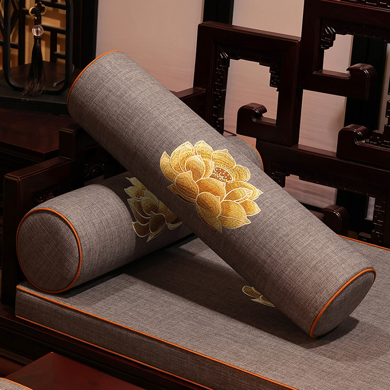 中式扶手枕客厅沙发靠垫抱枕床上睡觉长条枕罗汉床边护腰靠枕夏季