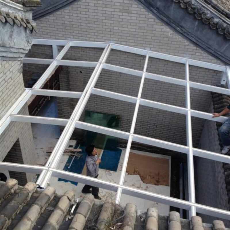 钢结构阳光房 封露台地下庭院夹胶钢化玻璃断桥铝门窗阳光房花棚