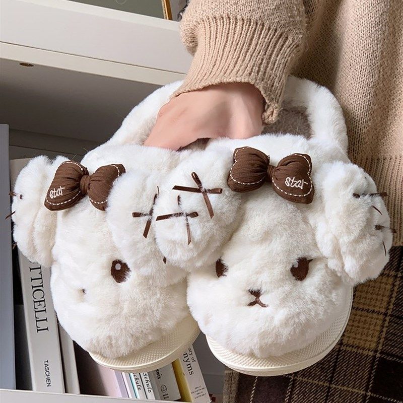 泡芙小狗棉拖鞋女可爱冬季室内防滑保暖半包跟毛绒软底家居毛毛鞋,居家布艺,居家棉拖/棉鞋,淘宝优惠券,粉丝福利购,淘宝优惠卷