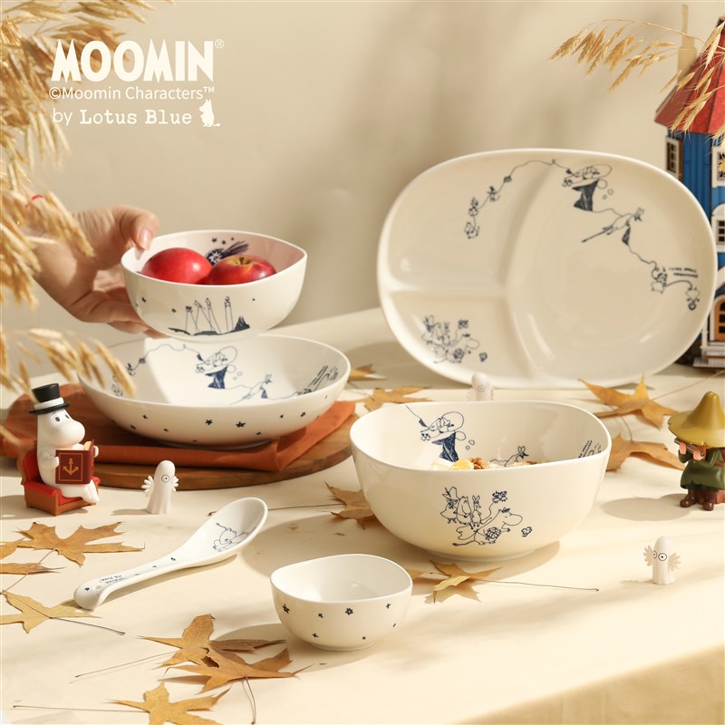 蓝莲花家居moomin姆明餐具陶瓷盘子菜盘家用碗盘可爱卡通饭碗汤碗