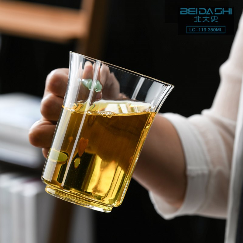 北大史玻璃绿茶杯加厚耐热透明茶杯家用果汁杯泡茶杯牛奶杯啤酒杯图片