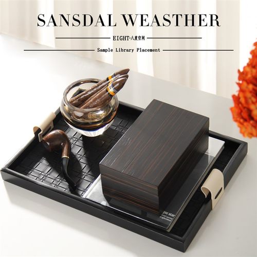 雪茄盒雪茄烟灰缸烟斗样板间飘窗客厅茶几托盘组合软装饰品摆件