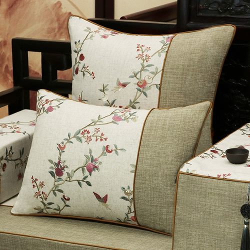 红木中式沙发坐垫实木家具绣花靠垫沙发垫套罗汉床垫子五件套定制