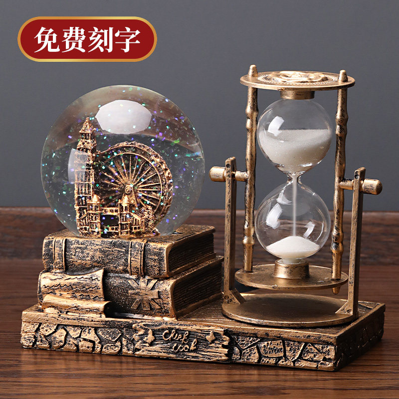 复古装饰品家居摩天轮水晶球沙漏工艺礼品摆饰艺术客厅酒柜巴黎铁