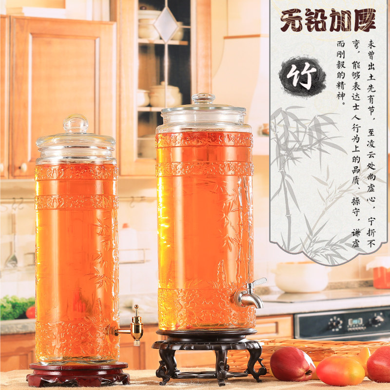 无铅加厚酿酒泡酒玻璃瓶带龙头10斤20斤密封泡酒瓶药酒罐酒坛家用