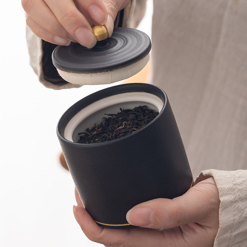 黑陶茶叶罐复古茶罐茶叶包装盒家用小茶叶储存罐新款便携式茶叶盒