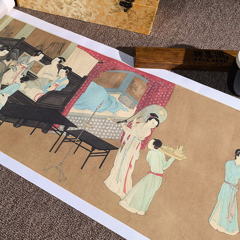 顾闳中韩熙载夜宴图古代名画真迹高清复制品南唐绢布微喷仿古国画