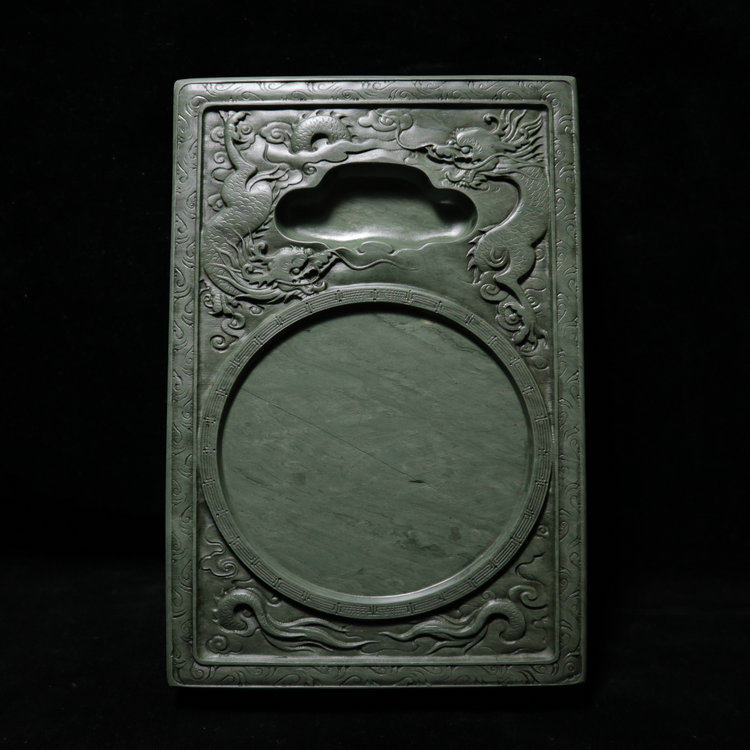 纯手工雕刻实用双龙献瑞原石砚台老坑砚台文房四宝端砚洮河澄泥