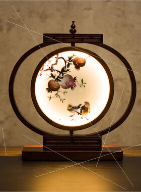 刺绣摆件成品创意苏绣台灯屏风中式摆台双面绣台屏装饰礼品送老外