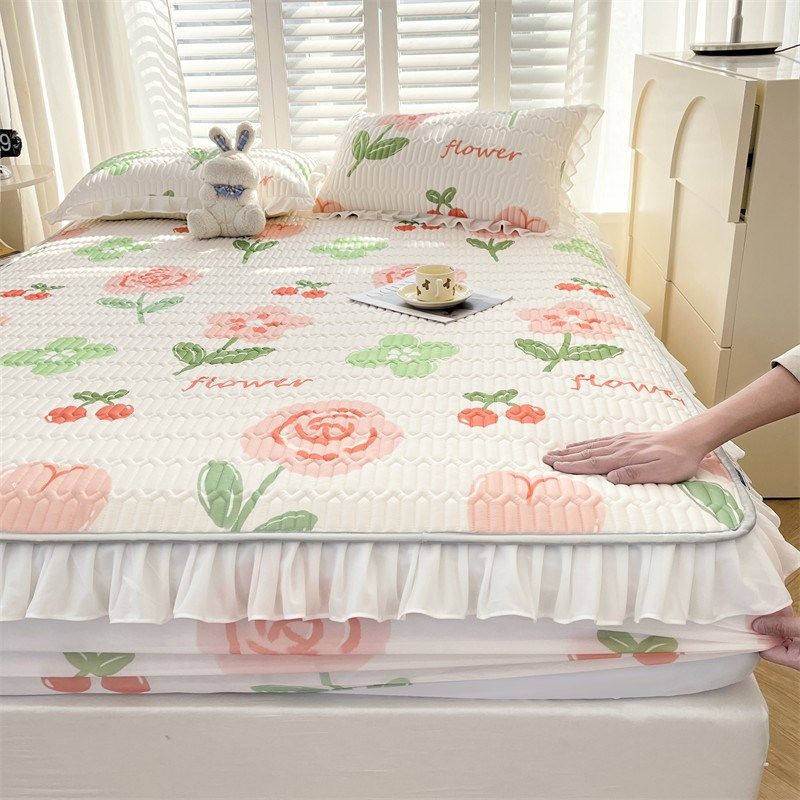 A类乳胶凉席花边床笠三件套夏季冰丝凉感裸睡空调席可机洗软席子,床上用品,乳胶席,淘宝优惠券,粉丝福利购,淘宝优惠卷