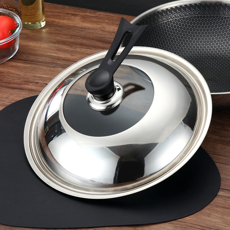 家用不锈钢炒锅盖通用盖子可视玻璃可立32cm加厚34厘米40寸蒸锅盖