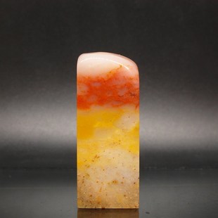 印石巴林石印章料俏色冻石篆刻石料22*22*59mm