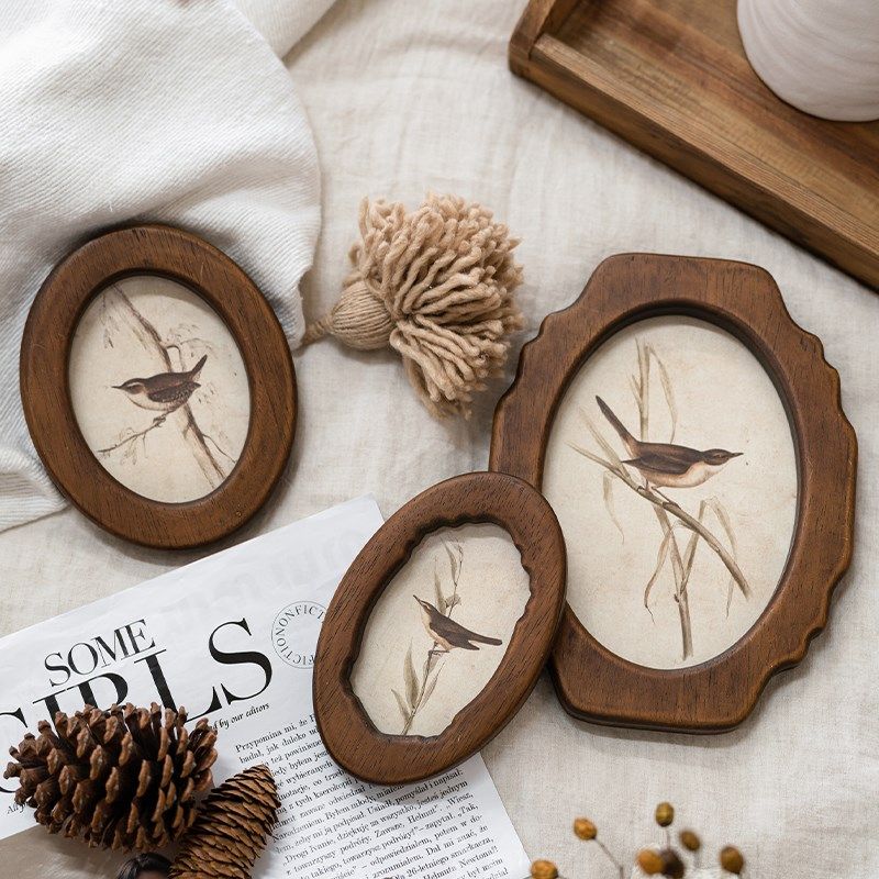 润家家居复古实木小鸟画框桌面田园迷你挂墙组合挂画墙壁装饰挂框,家居饰品,相框/画框,淘宝优惠券,粉丝福利购,淘宝优惠卷