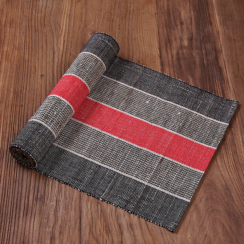 夏布桌旗朱砂红色条纹茶旗双面茶道苎麻田园茶席茶垫中式布艺桌席,居家布艺,桌旗,淘宝优惠券,粉丝福利购,淘宝优惠卷