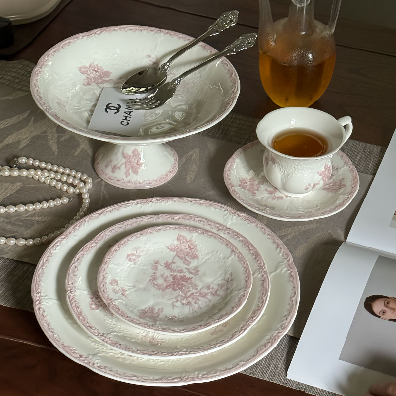 泽滕家浅平盘陶瓷早餐蛋糕牛排复古法式餐具碗碟套装新款2024新款