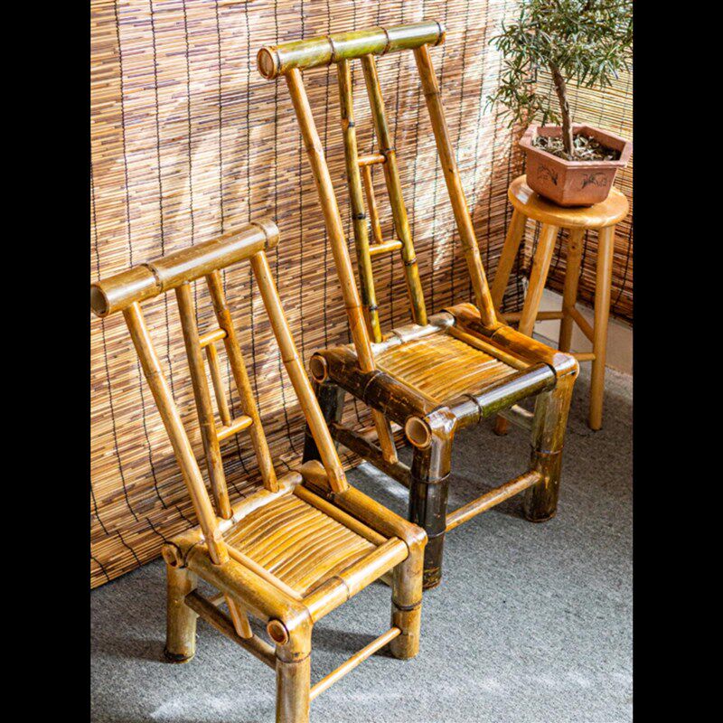 老式竹椅子靠背椅家用竹子椅子手工编织楠竹藤椅阳台休闲竹凳子