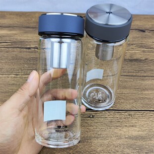 新款万象玻璃杯单层加厚男士大容量可携式过滤泡茶杯家用喝水杯子