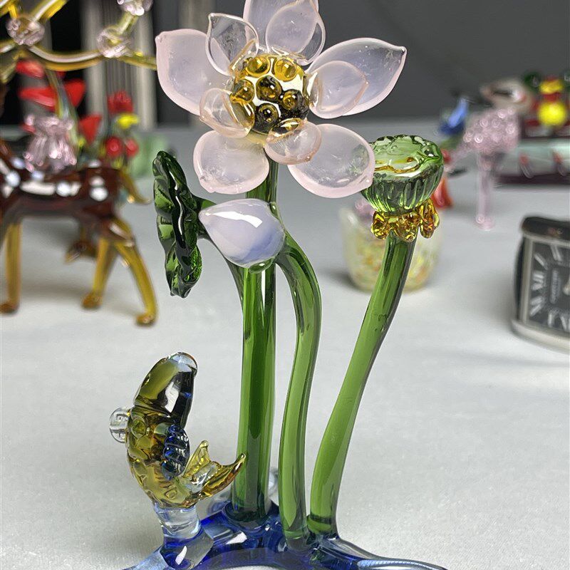 仿真绿植盆栽淄博琉璃豆芽多肉荷花小摆件仙人掌办公桌卧室装饰品