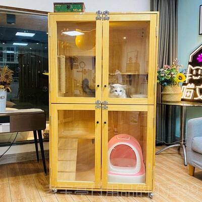 正品猫咪别墅猫笼别墅实木猫子猫柜猫子豪华房双层三层窝猫爬猫架