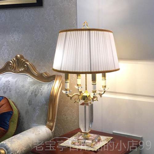正品客厅沙发旁特大号台灯欧式的典0雅奢晶华水玻璃高9度主卧床头