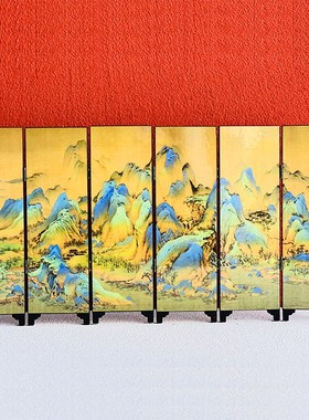 传统仿古漆器屏风办公桌面隔断装饰摆件商务文化礼品古风领导礼品