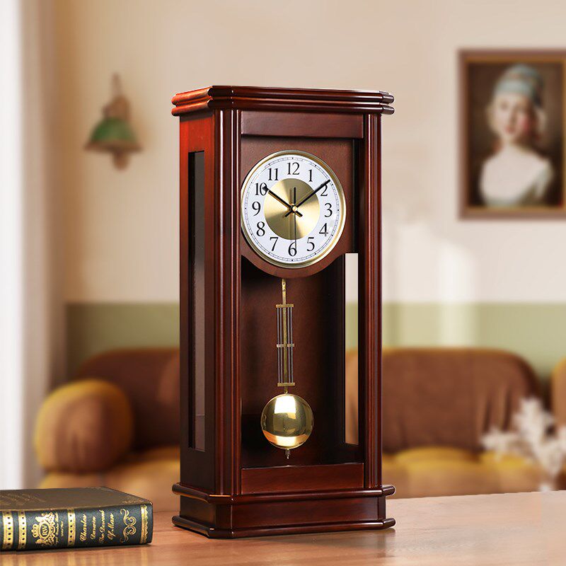 中式座钟2025新款欧式复古客厅桌面钟表高端摆钟高级实木台式时钟,家居饰品,座钟,淘宝优惠券,粉丝福利购,淘宝优惠卷