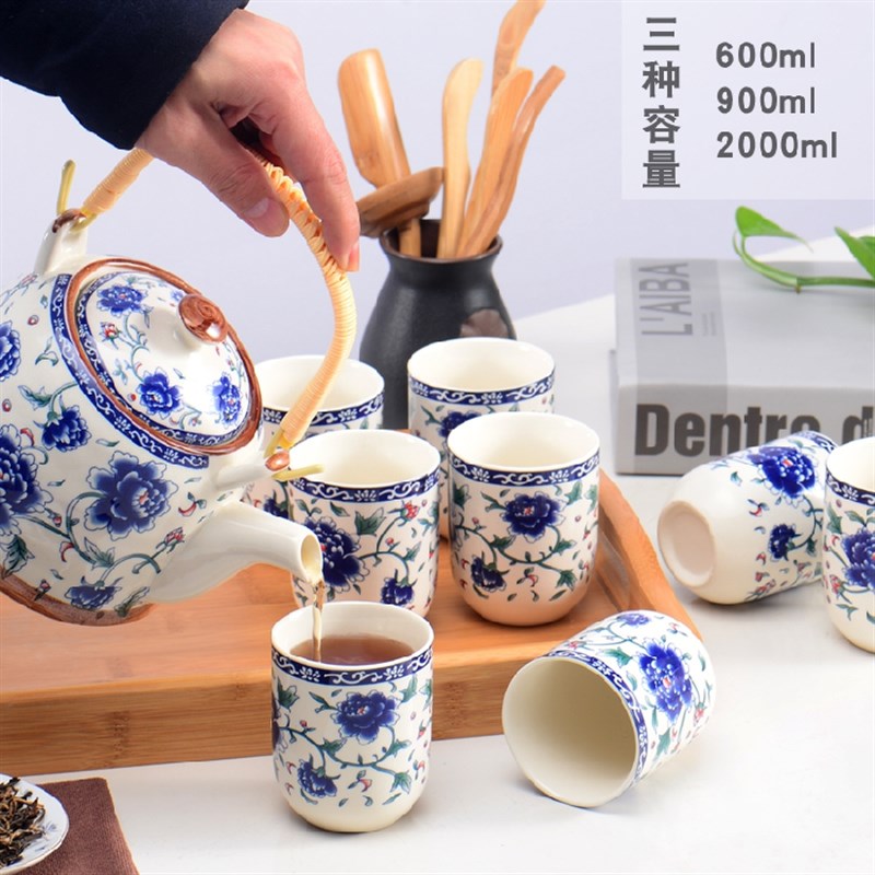 提梁壶茶具套装家用过滤陶瓷茶壶茶杯餐厅酒店茶壶瓷茶杯公司礼品