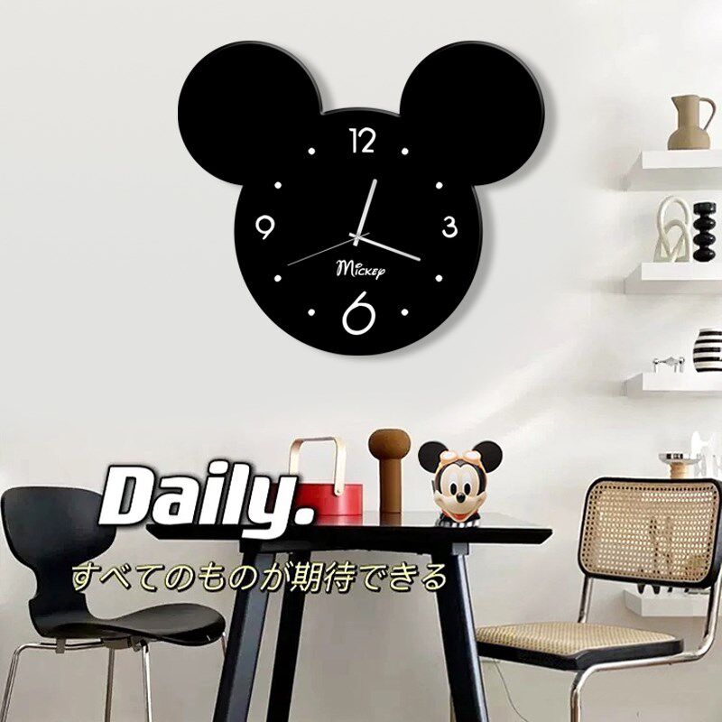 简约米奇餐厅挂钟装饰画led氛围灯客厅卧室钟表壁画饭厅时钟挂画