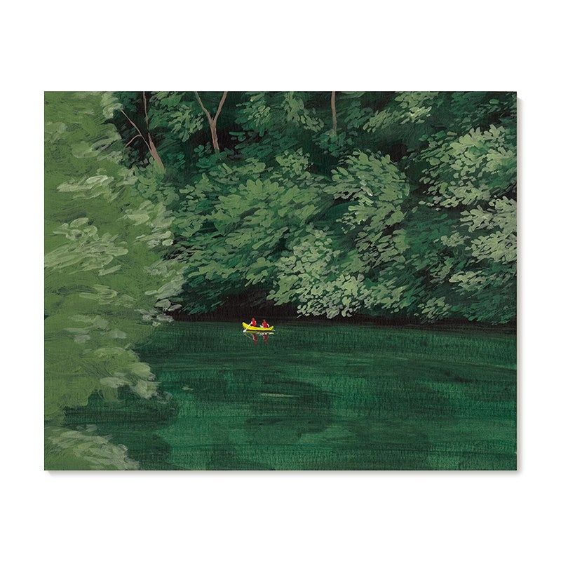 【特惠捡漏】插画Yukiko Noritake复刻艺术版画绿色风景装饰画芯