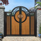 木纹铝合金花园门庭院门民宿院子门农村自建别墅电动门铝艺别墅大