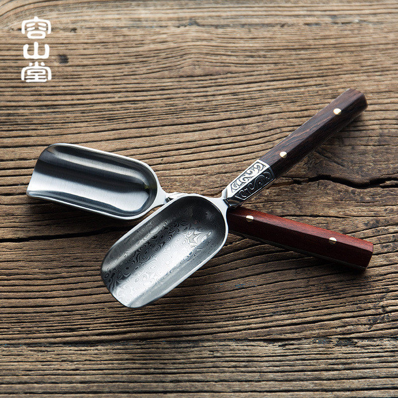 容山堂茗扬大马士革茶勺匙钢茶道六君子茶则茶铲整套功夫茶具配件