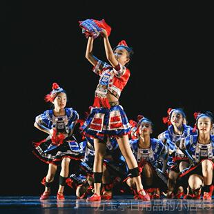高档小舞荷族风采表演服侗族瑶族苗族瑶彩云飞演出服儿童少数民山