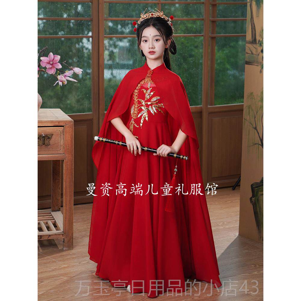 高档新款舞女童中国风演古筝出服古典长裙艺考表演民乐独奏台唱独