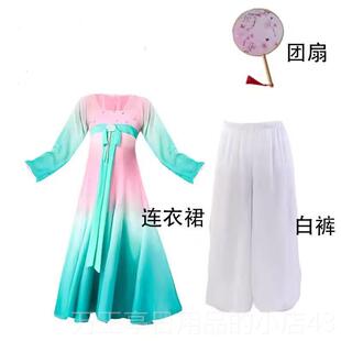 高档灵儿舞蹈服舞古典舞演演出服飘逸女玉儿童繁花出服头饰俏皮蹈