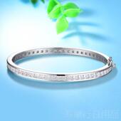 正品 卓蝶珠主宝公方彷钻石手镯纯银镀金is风方新钻情侣手镯男女n