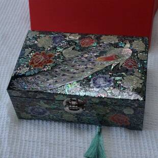 正品螺钿漆器炫首饰盒国风礼空盒子贝壳高级手品镯223新彩款实0木