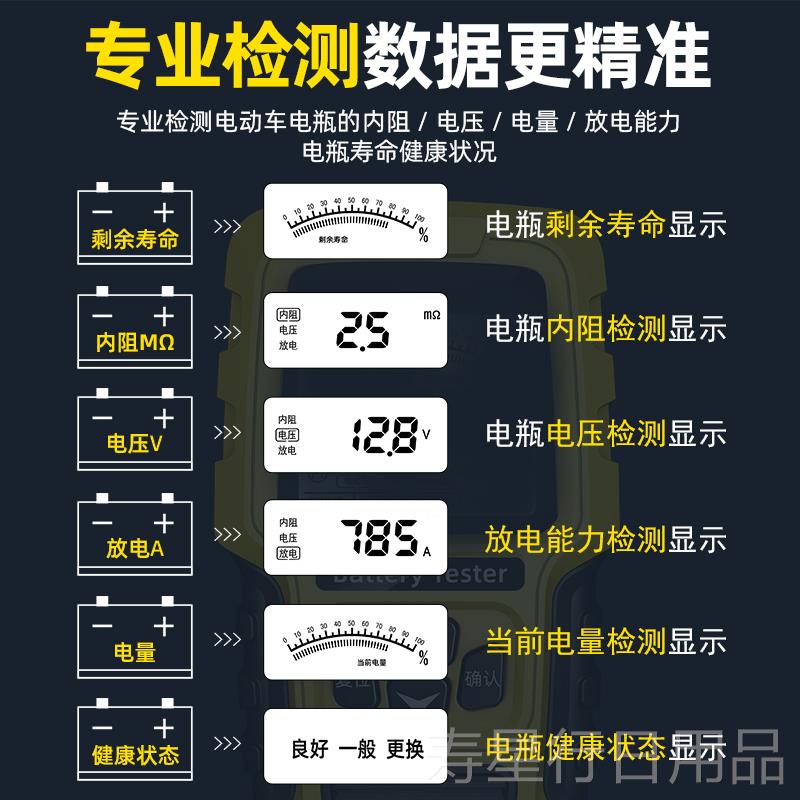 正品徽农电动车电池检2测仪1v汽2容4v车电瓶测试仪蓄电池测电瓶好