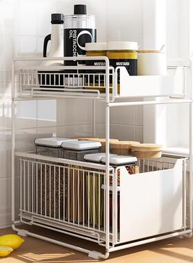 工厂AL-61935柜橱隐藏式抽物拉架房分层调味品厨置物架简约杂收纳