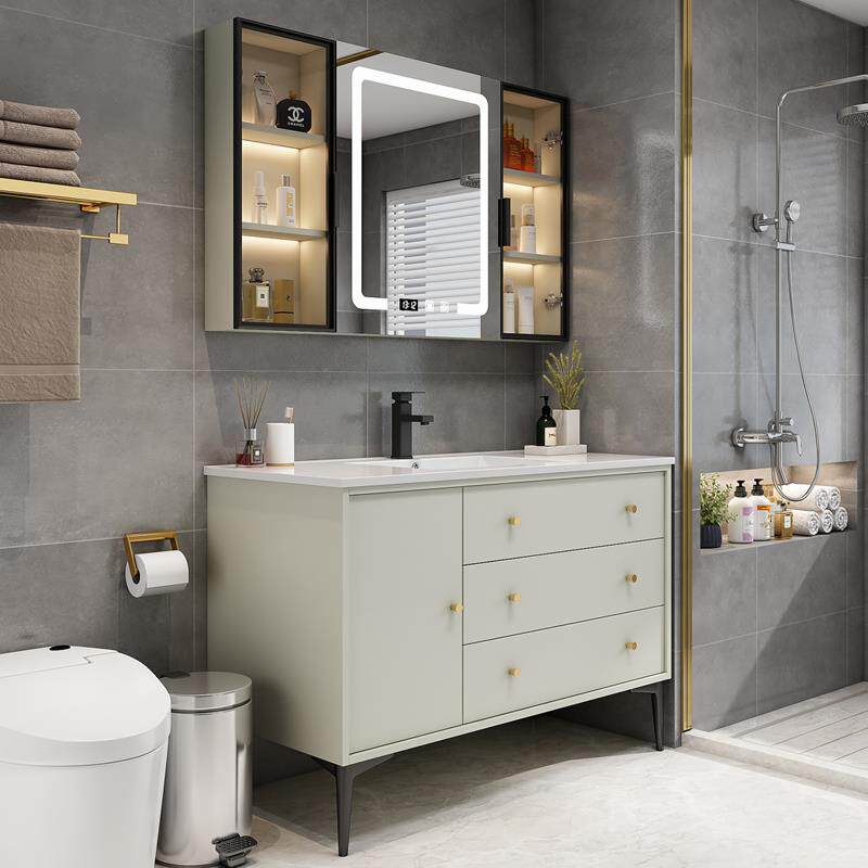 A能4349轻奢浴室柜组合智纳洗手L台盆柜卫生间洗脸池收洗漱台陶瓷